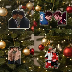 [May Arrive After Christmas] Heated Rivalry inspired couple Ornament Shane Hollander and Ilya Razanov Ornament, Custom Holiday Tree Decoration, Retro Pop Home Decor