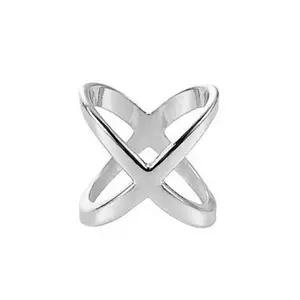 Women Lady X Shaped Simple Silk Scarf Buckle Rings Scarves Clip Blouse Clasp