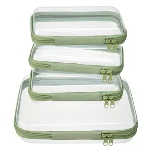 Transparent storage box, transparent hard zipper case, PVC plastic transparent storage container for tools and small items, girls' supplies, portable travel storage set, cosmetic storage box, jewelry box, toy storage box, high transparency