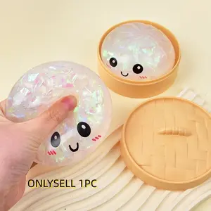 Cute Glitter Dumpling Stress Toy — a smiley-face squeezable sensory toy that’s fun for both kids and adults. Perfect for relaxation and desktop play, it also makes a great gift and a fun icebreaker for socializing and gatherings.