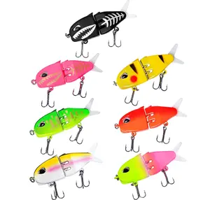 7 pcs Mini Glide Bait for Bass Fishing, Multi-Jointed Swimbait Wobbler, White Glide Baits for Bass and Pike, Hard Lure with Soft Rubber Fins minnow