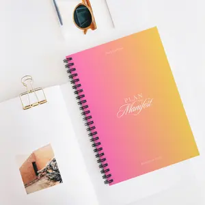 Purple & Orange Colorful Gradient Spiral Notebook - Ruled Line, Daily Planner, Manifestation Journal, Planning Notebook, Stationery Gift