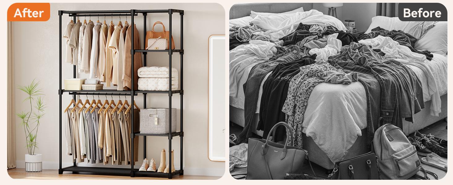 Wardrobe Closet, Portable Clothes Racks for Hanging Clothes, Free Standing Closet with 4 Tier Shelves, Closet Organizers and Storage Rack for Cloakroom, Bedroom Wardrobe Closet, Portable Clothes Racks for Hanging Clothes, Free Standing Closet with 4 Tier Shelves, Closet Organizers and Storage Rack for Cloakroom, Bedroom