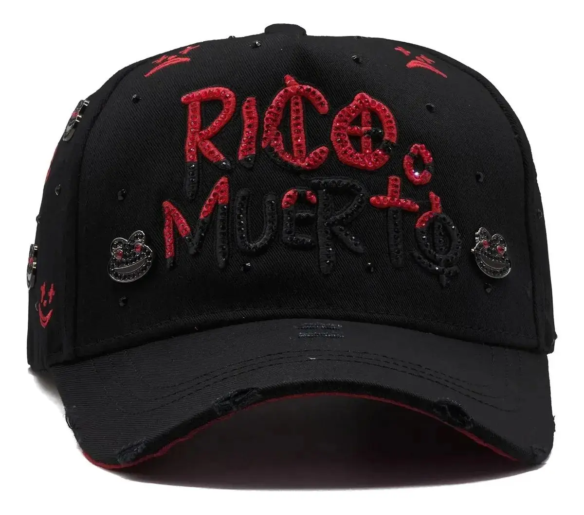 Curved Brim Adjustable Cap, Mz Hatss, Rico O Muerto Theme, Solid Black