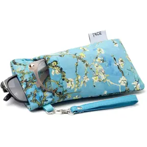 Double Glasses Case Soft Eyeglass Case For Women Men Squeeze Top Sunglasses Case With Cleaning Cloth