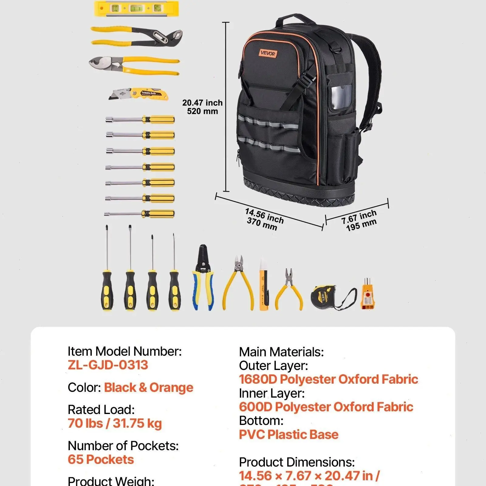 65 Pockets【With Tools】