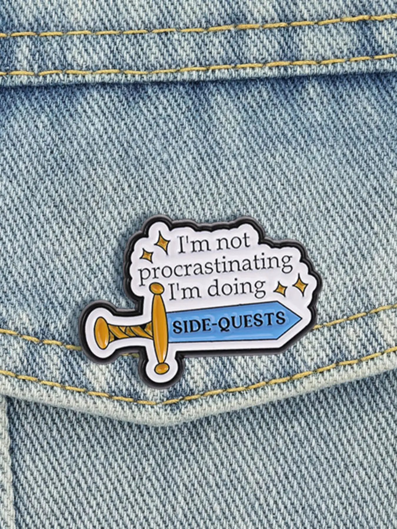 Enamel Pin Badge, Lapel Pins, Brooches, Player Theme Emblem, Not Procrastination, but Side Quests, Unique Accessory for Gamers, Fashionable Collectible Item