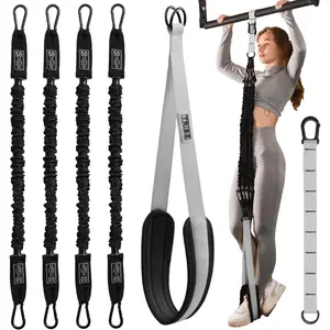 Pull Up Assistance Bands Set - 4 Pull Up Bands, Strap & Comfortable Foot Strap - Stackable Pull Up Resistance Bands for Pull Ups Home Workout Equipment Gym Equipment Home Gym Kit Exercise Equipment