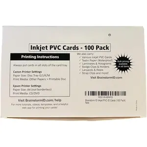 Inkjet PVC Cards (100 Pack) - 30 Mil - Inkjet Printable  Cards -  Ink Receptive Coating -  & Double Sed Printing - Works with Epson &  Inkjet Printers