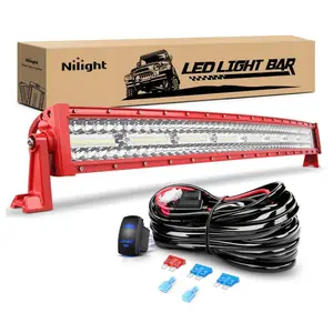 Nilight LED Light Bar 33Inch Triple Row Spot Flood Combo Lights Red Shell with Wiring Harness Underglow Car  dealsforyoudays