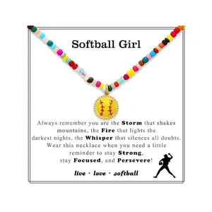 Baseball/football/volleyball/basketball Necklace for Girls Women, Sporty Jewelry Gift for Boyfriend, 16+3 Inch Copper Chain