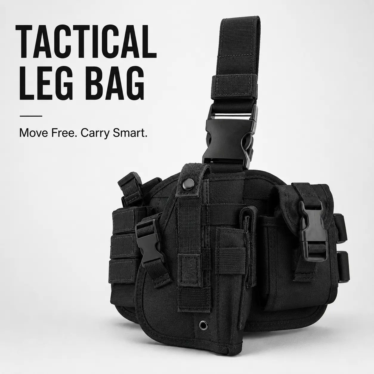 Outdoor Utility Thigh Bag, Adjustable Drop Leg Pouch with Multiple Storage Pockets, Detachable MOLLE Style Side Bag for Hiking, Camping, Cycling, Travel and Everyday Carry