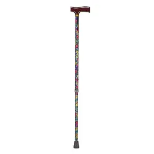 212 MAIN Lightweight Adjustable Designer Cane - Derby Top, Aluminum Tube, Locking Mechanism, Slip-Proof Tip, Unisex Use, Floral Design