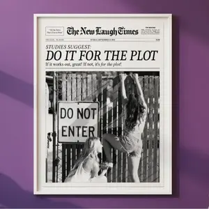 Do It For The Plot, Trendy Newspaper Print, New York Times Wall Art, Hot Girls Poster, Vintage Bar Cart, Girl Dorm Room Retro, Retro Wallart