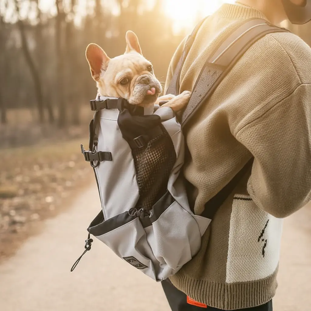 Dog Ventilated Mesh Fabric Backpack - Medium/Large Outdoor Pet Travel Carrier Accessory with Enhanced Breathability, Ventilation
