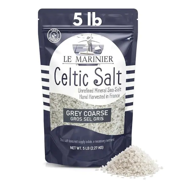 Le Marinier Celtic Salt Organic Grey Coarse, 5lb. Mineral Rich 100% Natural and Unrefined French Sea Salt Organic. Hand Harvested Mineral Sea Salt, Sel Gris (5lb Grey Coarse)