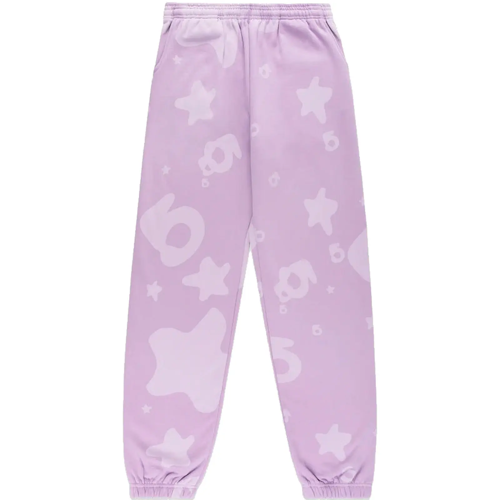 Men's Sp5der Beluga V2 Star Print Jogger Pants - Unisex, Ankle-Length, Normal Type, Acai Purple, Elastic Waist, 100% Authentic, Size S
