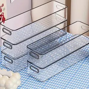 5 transparent acrylic stackable storage boxes with handles - Art Deco-style transparent storage boxes for cosmetics, kitchenware, clothes, space-saving multi-functional home and office drawer storage boxes, drawer storage boxes, Clear storage box
