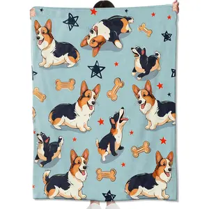 Lovely Corgi Throw Thin Blanket Gifts Family Friends Couch Bed Car Travel Home Decor Camping Essential Animals Dogs Lovers All Season Use Cute Pet Pattern Cozy Soft Wrap Aesthetic Room