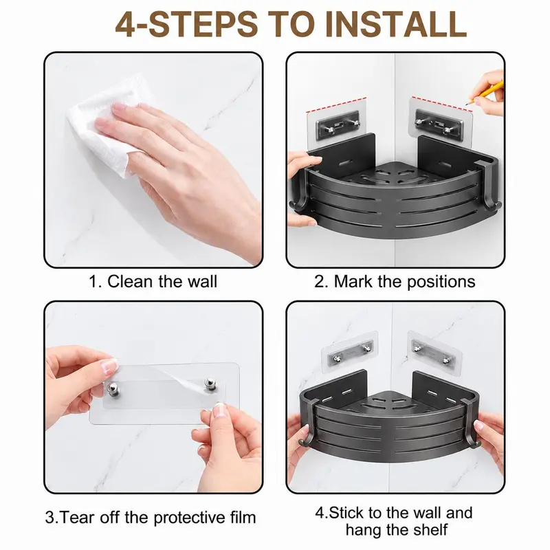 3 Pack No Drill Shower Caddy, Adhesive Corner Shower Organizer with Hooks & Toothpaste Holder, Wall Mounted Triangle Storage Shelves for Bathroom, Shampoo, Soap & Toiletries 3 Pack No Drill Shower Caddy, Adhesive Corner Shower Organizer with Hooks & Toothpaste Holder, Wall Mounted Triangle Storage Shelves for Bathroom, Shampoo, Soap & Toiletries