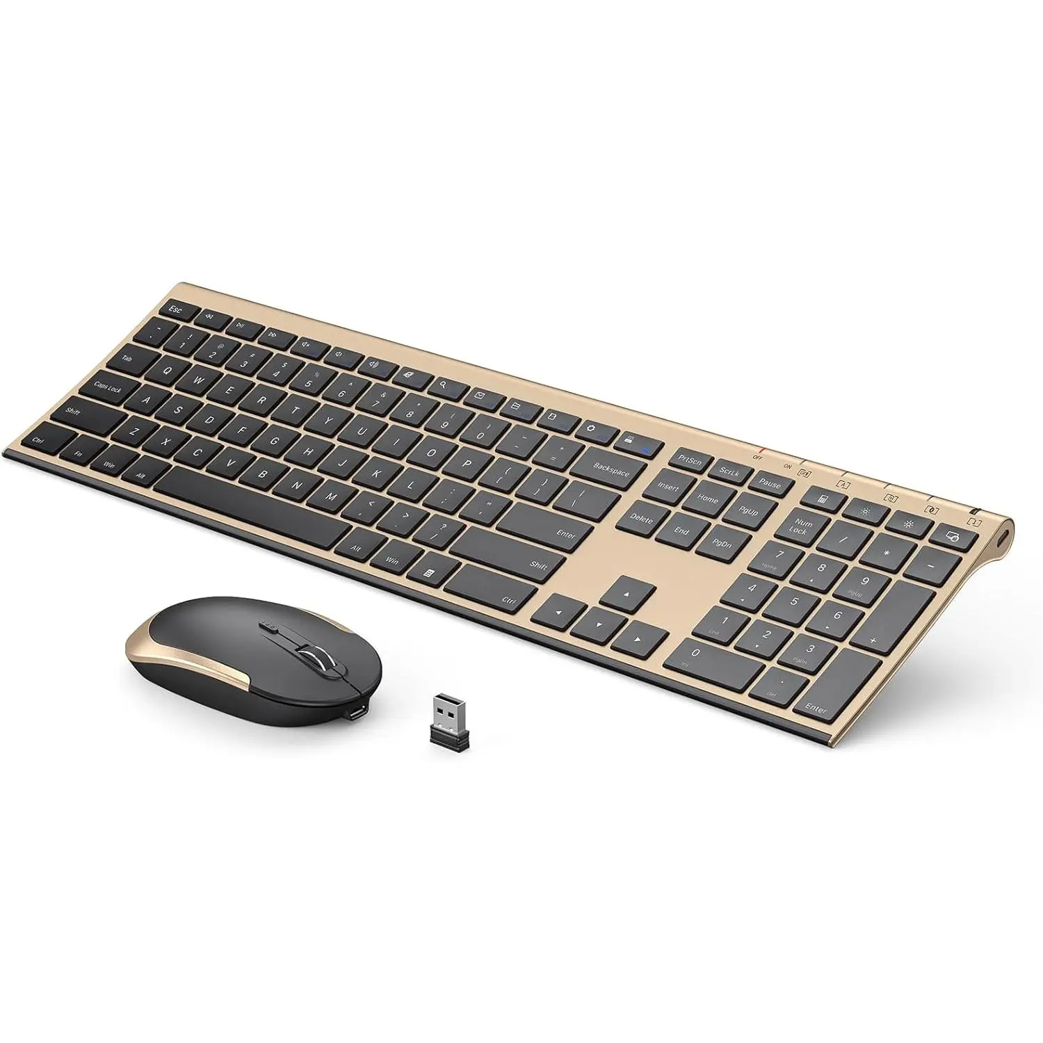 Keyboard and ,  2.4GHz Rechargeable Compact Quiet Full-Size Keyboard and  Combo with Nano USB Receiver for Windows, Laptop, PC, Notebook-Black