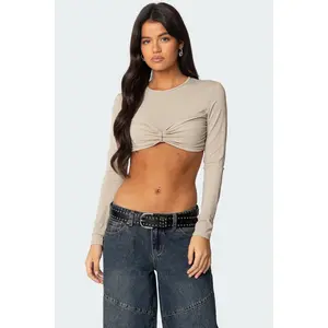 Gathered Long Sleeve Crop Top