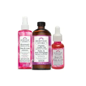 Heritage Store The Minimalist Gift Set - Rosewater Skin Care Facial Mist, Organic Castor Oil, Rose Oil