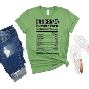 Cancer Zodiac Sign Nutrition Facts Graphic T-Shirt