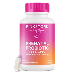 Pink Stork Prenatal Probiotic - 50 Billion CFUs, Prebiotic Fiber, Vitamin B6 for Pregnant Women - 1 Month Supply Capsules