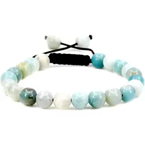 MINDDHA 10mm Amazonite Gemstone Bracelet Handmade Adjustable 7.5-9 Inches Macrame Unisex Birthstone Lucky Stone Gift Box