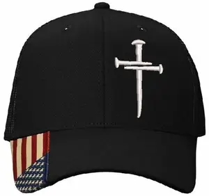 Christian Hats for Men Women Jesus 3 Nail Cross Mesh Back Black AM350 Hat White Cross