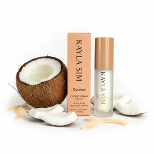 KAYLA SIM Vegan Hydrating Lip Oil Collection – Coconut, Berry, Cherry, Mint & Peach | Moisture-Rich, Moisturizing Lip Repair, Hydrating & Nourishing Moisturizer for Lips | Soothing Glossy Finish & Plumping, Lipstick-Friendly Formula