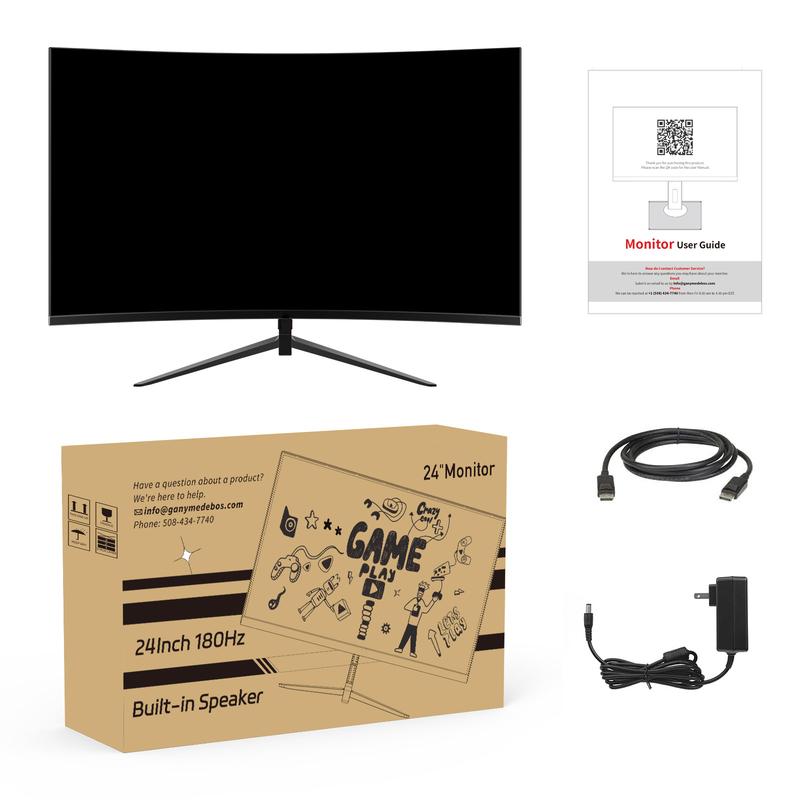 New 24" Curved Gaming Monitor, FHD 1080P, 180Hz Refresh Rate, 1ms Response, AMD FreeSync, Ultra-Slim Design, HDMI/DP, VESA Mountable #Black Friday