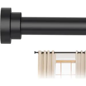 Black Curtain Rods for Windows 28 to 48 Inch, 5/8" Diameter Heavy Duty Metal Stainless Steel Adjustable Small Drapery Rod With Bracket