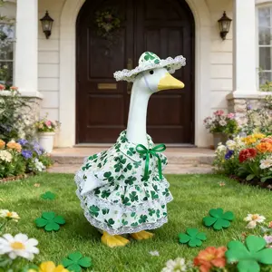 Clover Style Bow Ribbon + Lace Dome Hat, Perfect for Courtyard Garden Porch, Garden Accessories, Fits 23 Inch Outdoor Yard Duck Statue (no Duck Included)
