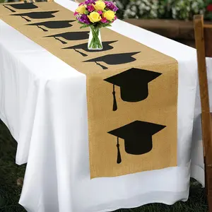 Graduation Table Runner, Farmhouse Style 13x48 Inch Durable Burlap, Perfect for High School College Grad Dinner, Ideal for Graduation Season