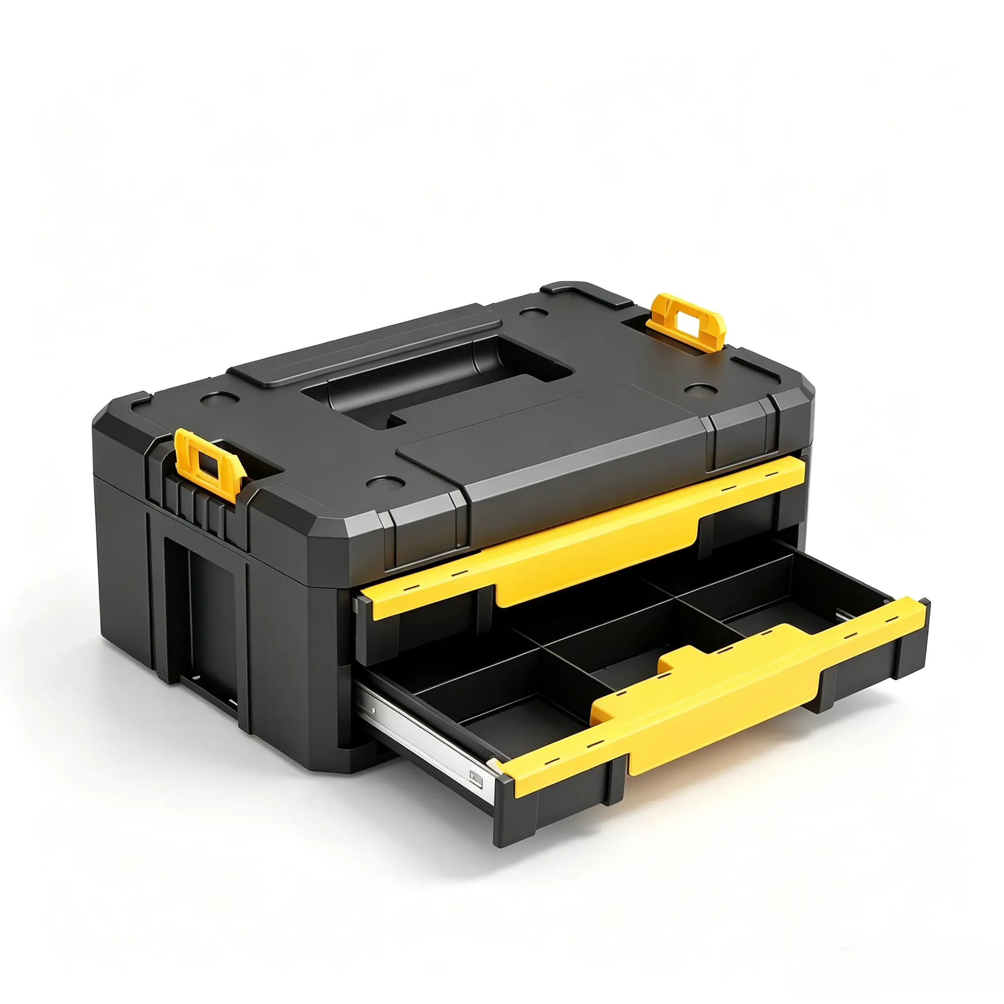 17-inch toolbox; stackable hardware storage box with movable compartments; heavy-duty plastic tool storage container featuring a foldable concealed handle – ideal for storing screws, nuts, small parts, repair tools