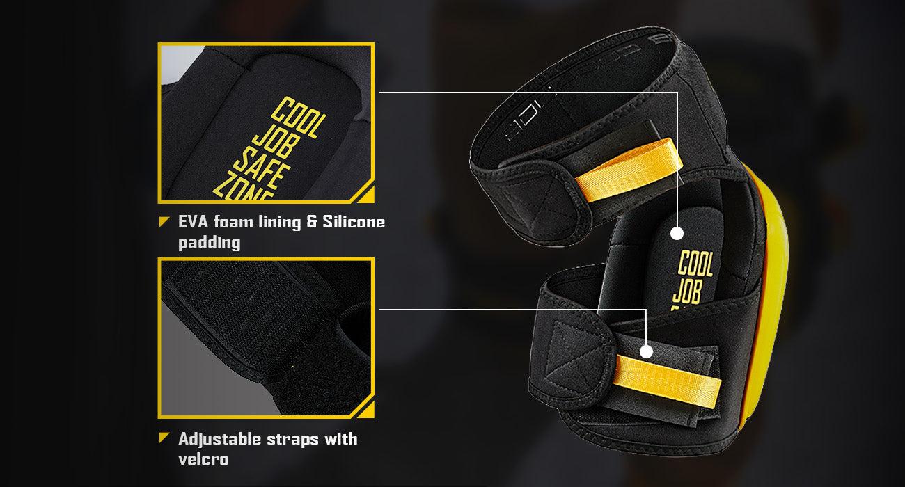 COOLJOB Professional Knee Pads with Heavy Duty Anti-Slip Cap, Comfortable Foam Cushion and Extra Thick Gel Padding