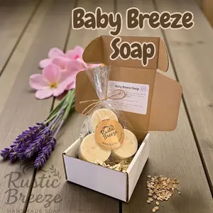 Baby Breeze Soap Set - Gentle Goat Milk Colloidal Oatmilk Powder & Honey, Calming Nourishing Sensitive Skin Safe 3 pack gift Perfect for girls and boys