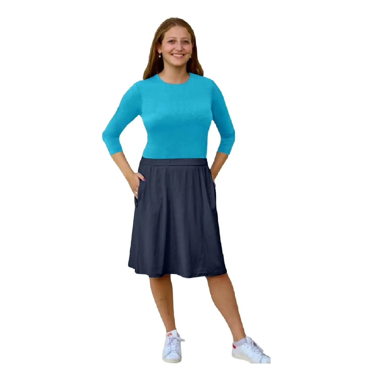 Women's Modest A-Line Lightweight Athletic Skort with Knee-Length Shorts - Active Living, Swim & Sport Ready