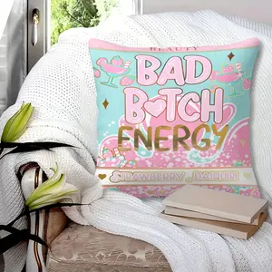 Y2K Retro "Bad Bitch Energy" Throw Pillow, HD Digital Printed Accent Cushion, Includes Pillow Core, Soft & Comfortable Sweet & Spicy Decor Pillow for Couch Sofa Bedroom, Perfect Gif