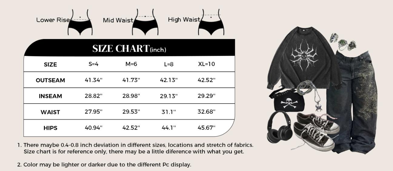 EMMIOL Women Boyfriends Hip Hop 90s Vintage Baggy Jeans Loose Denim Pants Mid-Low Waist Jeans Spring Glow Up