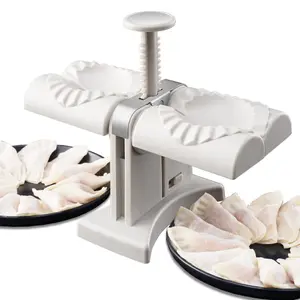 2-in-1 Automatic Dumpling Maker Mold, Double Head Dumpling Press Machine Makes 2 Dumplings at Once, Manual Ravioli, Empanada & Pierogi Maker Tool for Home Kitchen & Restaurant