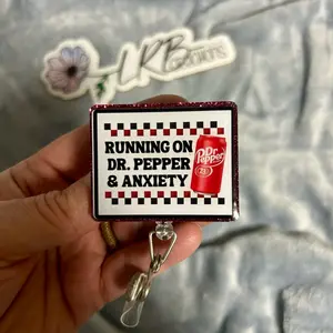 Running on DP & Anxiety Badge ~ Retractable ID Badge Holder ~ Handmade ~ Nurse Badge Reel ~ Medical Humor ~ Teacher Lanyard ~ Magnet ~ Phone Grip ~ Pin
