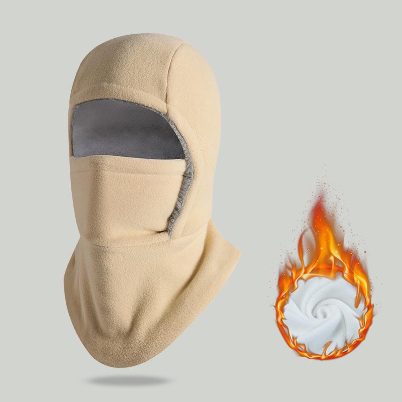 2-piece winter warm 2-in-1 hat and face mask – windproof, thick fleece lining, suitable for cycling, running, skiing, machine washable, black.
