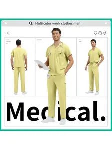 Medical Uniform Men Pet Hospital Doctor Tops Pants Clothes Soft Pharmacist Workwear Men Anesthetist Work Suit Uniform Scrubs Set Veterinary Work Clothes