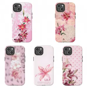 Pink Lily Flower Phone Case|Vintage Floral Pattern Protective Cover For iPhone 17 Pro Max 16 15 14 13 12 11 for Samsung S21 S22 S23 S24 S25 S26 Phone Case|Tough Phone Case|gift for him for her|Best Gift