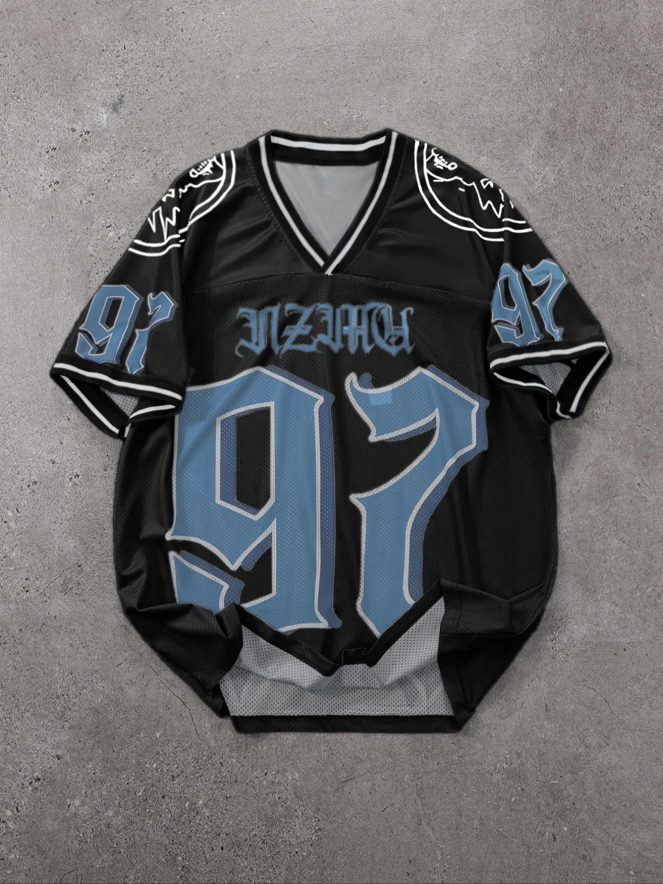 Men's Number & Letter Print V Neck Football Jersey, Casual Sports Jersey, Regular Fit Casual Short Sleeve T-Shirt for Summer, Men's Top for Daily Wear, Casual Sporty Top, Jersey Shirts, Apparel Jersey