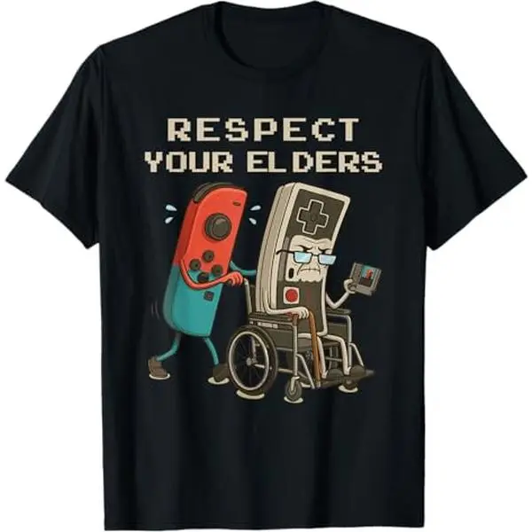 Respect Your Elders Retro Gaming Funny Gamer Controller 80s T-Shirt Tshirt TOP graphic tees