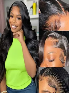 13x4 Lace Frontal Closure Body Wave Ear to Ear HD Lace Frontal  Brazilian Human Hair Closure Free Part 150% Density Body Wave Hair Extensions Pre Plucked Natural Black